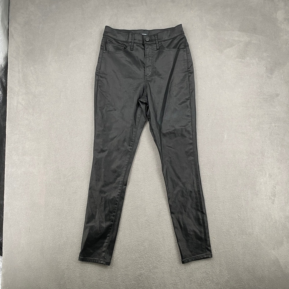 Express Conscious Edit Black Coated Skinny High Rise Jeans 4R 007191911